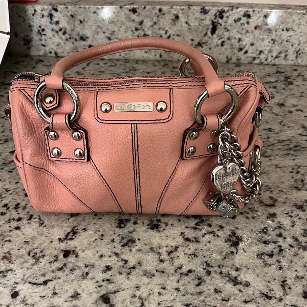 Gently Used, Authentic Isabella Fiore Pink Leather Chunky Chain Tote Bag